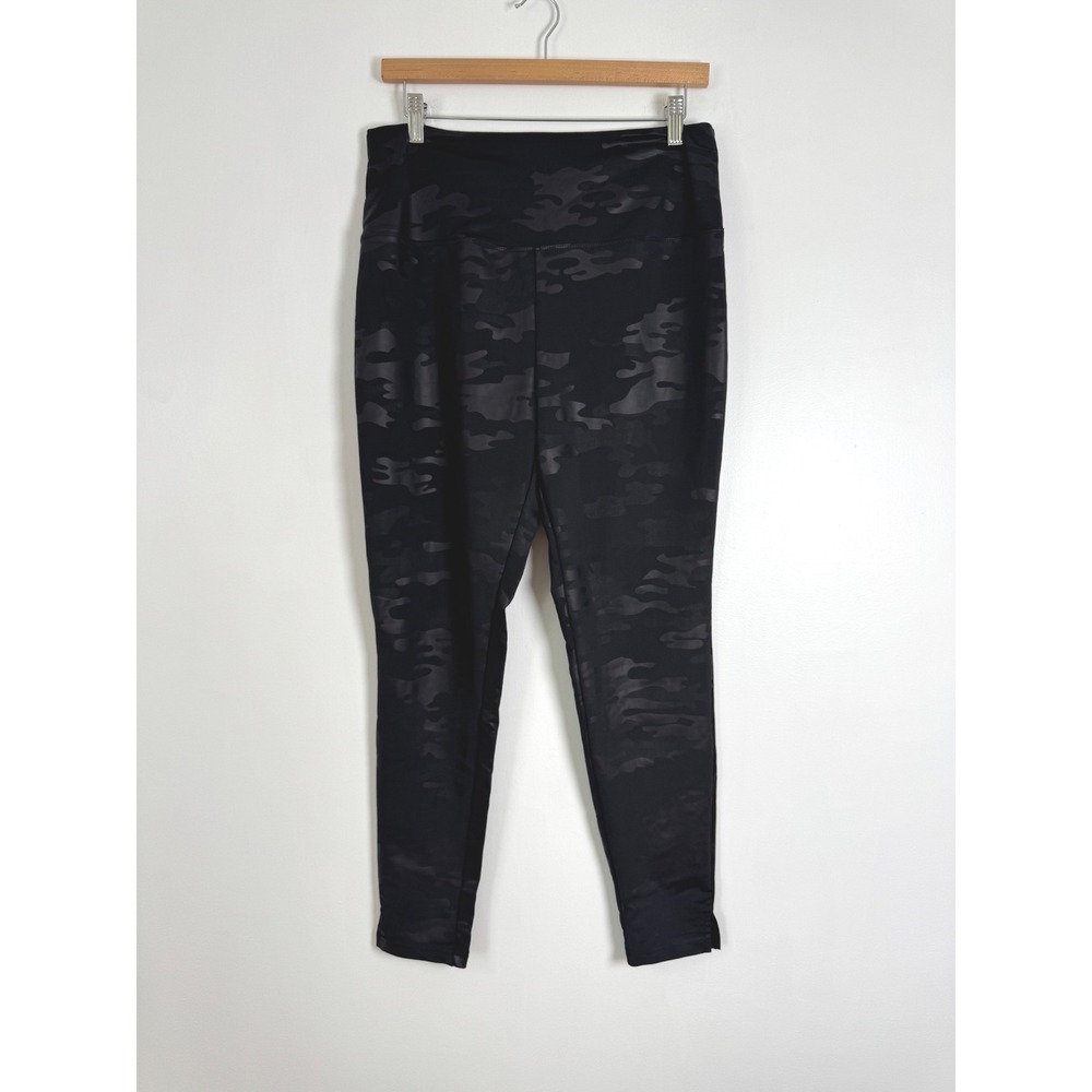 Edgy Knox Rose Womens L Leggings Black Tonal Camo High Rise Ankle Slit VN2242811